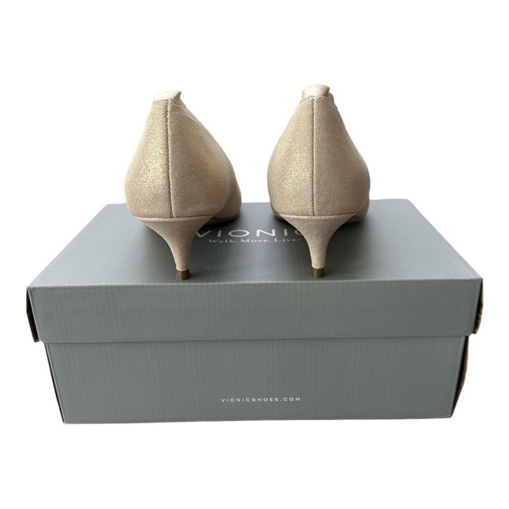 Vionic Women's Champagne Shimmer Pointed Toe Kitten Heels - Picture 6 of 11